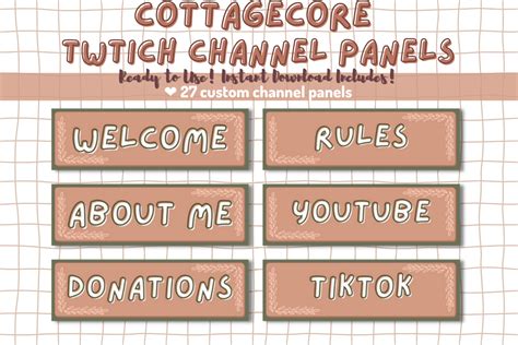 Cottagecore Twitch Channel Panels Graphic By Tiffawas Artisms