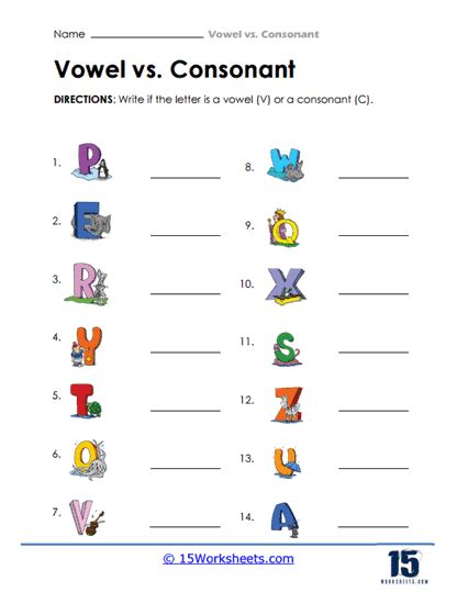 Vowels Vs Consonants Worksheets Worksheets Com