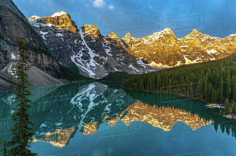 Sunrise Over Moraine Lake Canadian Rockies Banff National Park