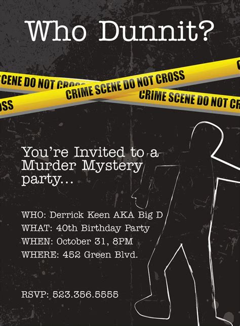 Whodunnit is the easiest way to host your very own murder mystery dinner game! Free Invitations for a Birthday Party | Drevio Invitations ...