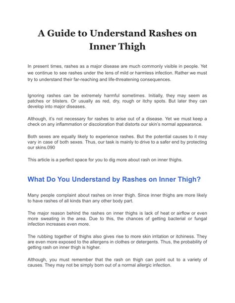 Ppt A Guide To Understand Rashes On Inner Thigh Powerpoint