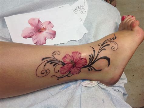 Hibiscus Foot Tattoo