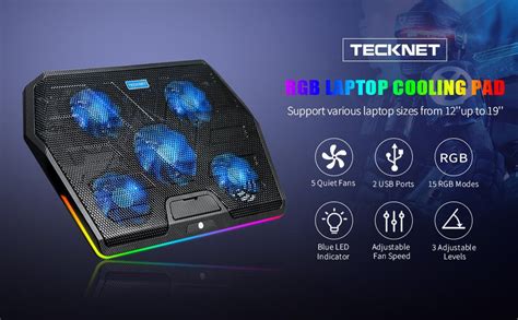 Tecknet Rgb Gaming Cooling Pad Quiet Laptop And Notebook Cooling Pad