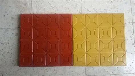 Red And Yellow Cement Square Glossy Chequered Tile Thickness 24mm Size