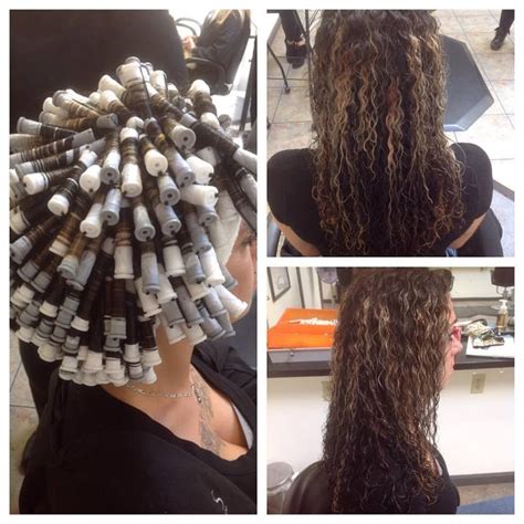 Spiral Perm On Gray And White Rods With Results Spiral Perm Short Hair