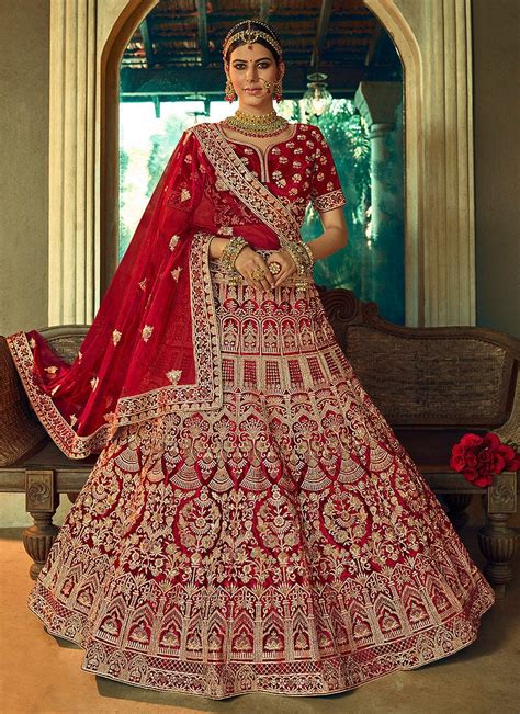 Bridal Red Heavy Designer Work Wedding Special Lehenga Choli Indian