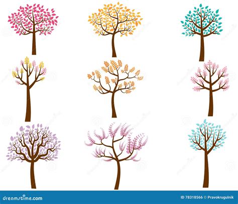 Colorful Cartoon Trees Stock Vector Illustration Of Branches 78318566