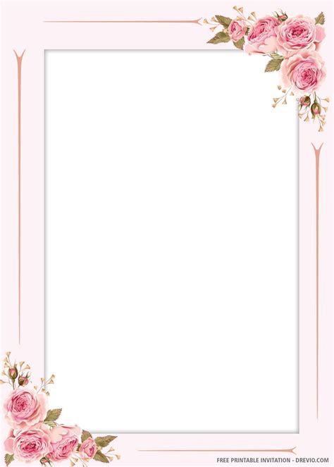 A Pink Rose Frame With Gold Trim Around It