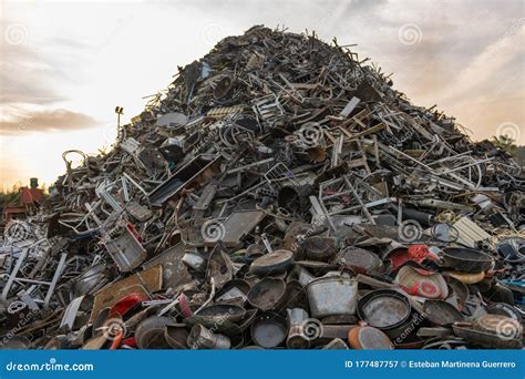 Huge Mountain Of Mainly Metal Garbage In A Junkyard Stock Image Image