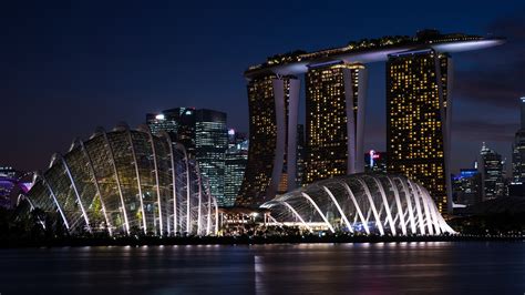 Photo Singapore night time Skyscrapers Cities 3840x2160