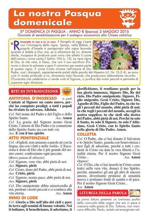 Messa del 7 giugno 2020. 5a dom di pasqua b 15 by Luce Serafica - Issuu