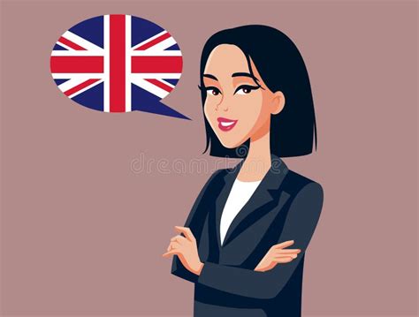 Asian Businesswoman Speaking English Vector Cartoon Stock Vector