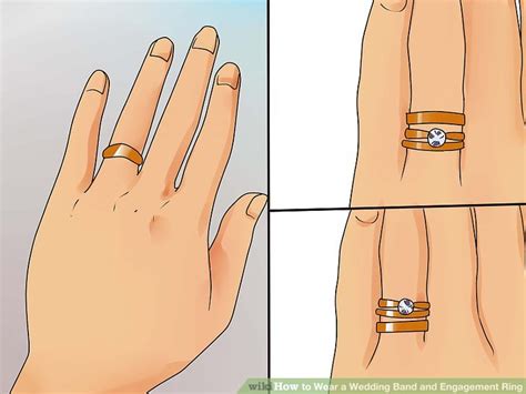 The bridegroom puts the wedding ring onto the bride's right index finger during the marriage proposal. 3 Ways to Wear a Wedding Band and Engagement Ring - wikiHow