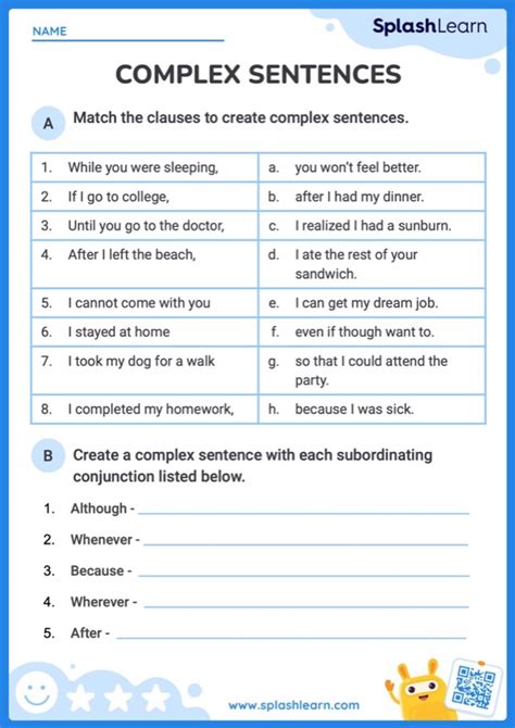 Lets Create Complex Sentences Ela Worksheets Splashlearn