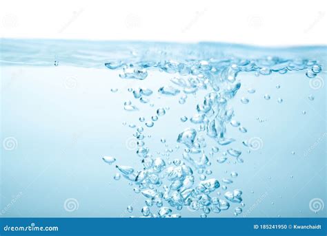 Animated Bubbles In Clear Blue Water Splash On White Background Stock