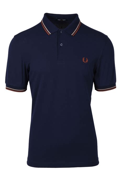 fred perry twin tipped polo shirt carbon blue warm stone paprika m3600