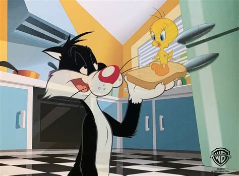 Looney Tunes Sylvester And Tweety Sandwich Sericel Animation Art Cel