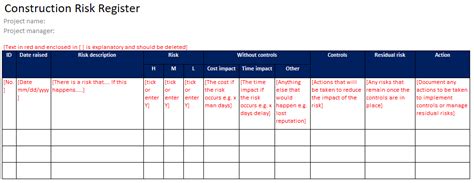 This template focuses on risks associated with construction projects, and can help you to identify risks before they arise, describe possible consequences, and propose risk treatment plans in an effort to eliminate project delays. Construction Risk Register - FREE Template Download