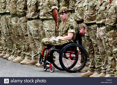 Severely Disabled Soldier 1st Battalion Irish Guards Waiting To Receive