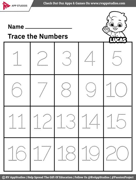 Tracing Numbers 1 20 Worksheets Free Printable Worksheets For Kids