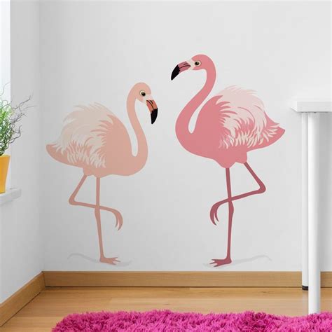 Wall Sticker Set Of Two Flamingos Decals Wall Tattoo Etsy Flamingo