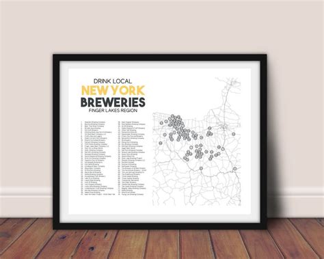 Finger Lakes New York Breweries Printable Map Etsy In 2022 Brewery