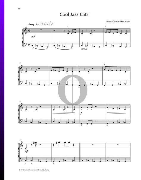 Cool Jazz Cats Sheet Music Piano Solo Oktav