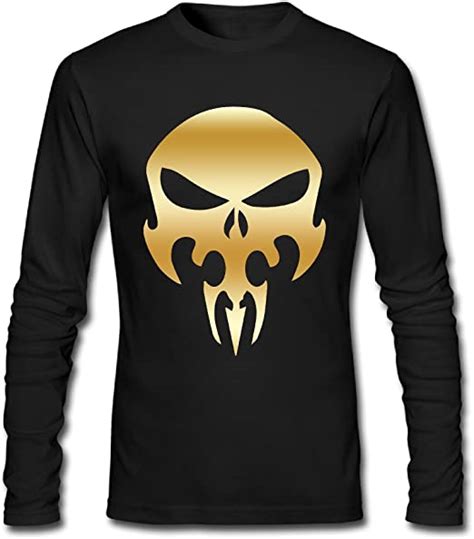 Men The Punisher Skull Gold Logo Long Sleeve T Shirts Black Amazonca