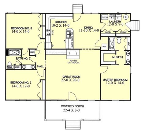 Ranch Style House Plan 3 Beds 2 Baths 1700 Sqft Plan