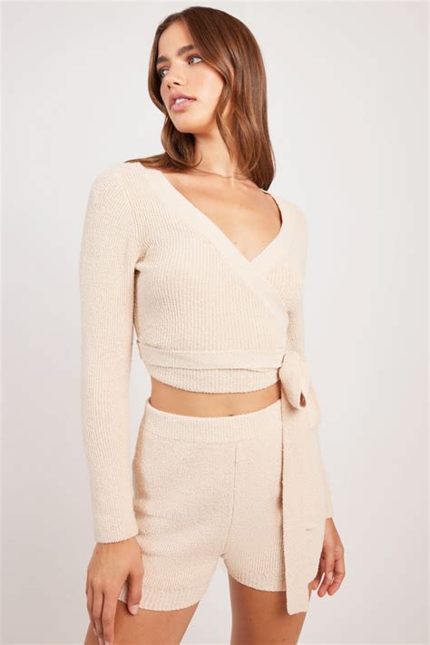 Nude Lucy Astro Knit Wrap Top Oatmeal Stylerunner