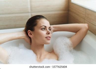 Attractive Sexy Woman Lying Naked Bath Stock Photo 1840784038