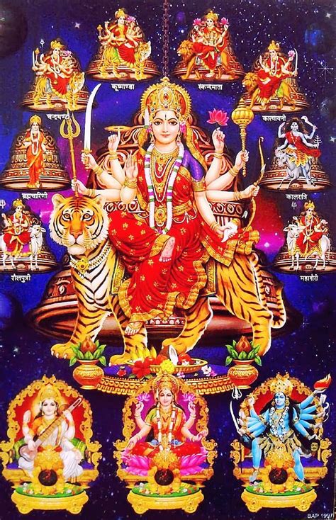 Navdurga And Saraswati Lakshmi Kali Durga Maa Navratri Saraswati Goddess Hd Phone Wallpaper