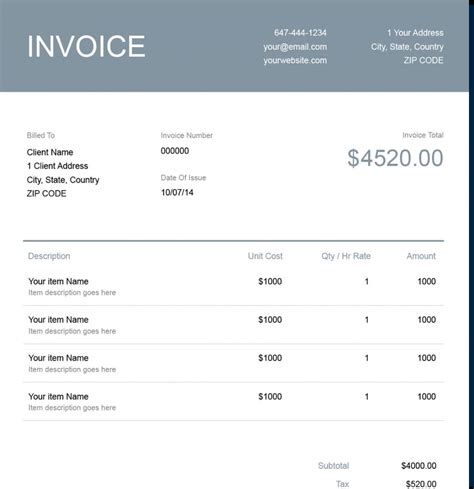 Explore Our Image of Freelance Hourly Invoice Template for Free in 2020