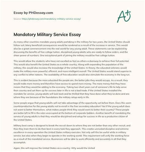 Mandatory Military Service Essay