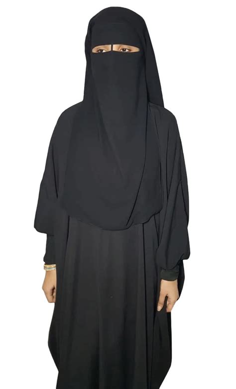 3 Layer Short Niqab For Muslim Women Islamic Clothing Three Layered Nose Piece Niqab Face Veil