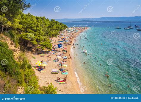 Famous Zlatni Rat Beach In Bol Island Brac Croatia Editorial Stock Image Image Of Beach