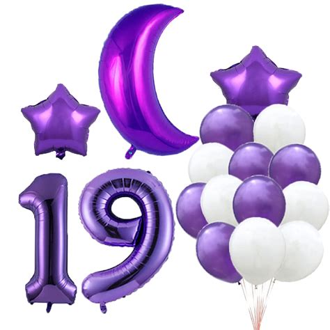 Buy 19th Birthday Balloon 19th Birthday Decorations Purple 19 Balloons