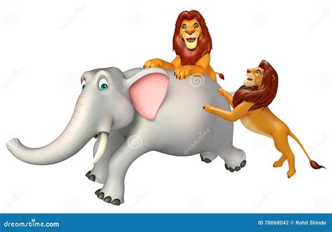 Lion Hunting Elephant Stock Illustration Illustration Of Creature