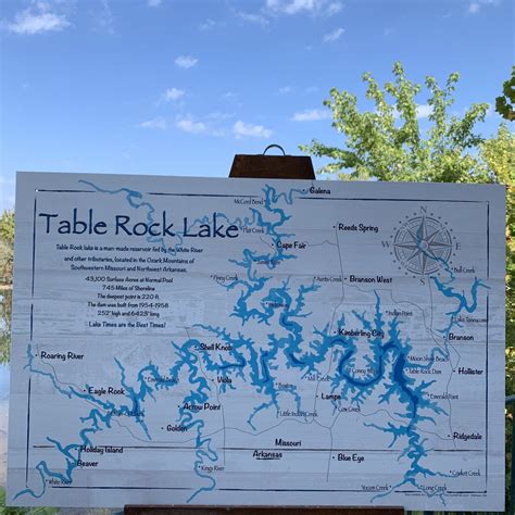 Table Rock Lake Metal Blwht Map 10 X 15 The Crystal Fish Ts