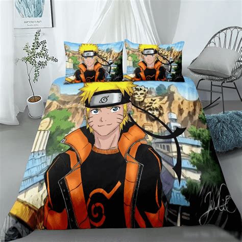 Naruto Uzumaki Konoha Village Background Bedding Set Saiyan Stuff