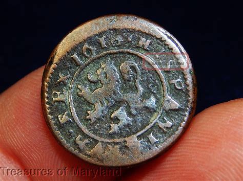 Early Spanish Pirate Treasure Coin 1618 Lion And Castle 4 Maravedis Cob