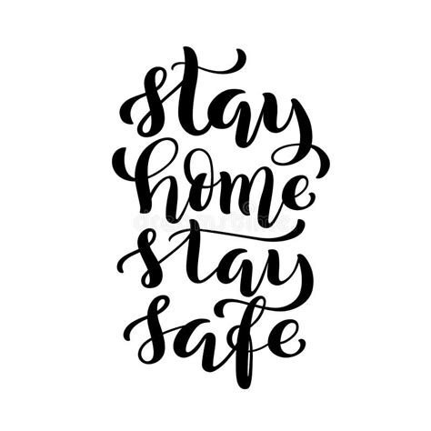 Stay Home Stay Safe Lettering Handdrawn Typography Poster For Self