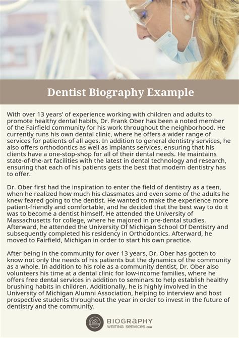 Dentist Biography Writing: Samples, Tips, Professional Help | Biography ...