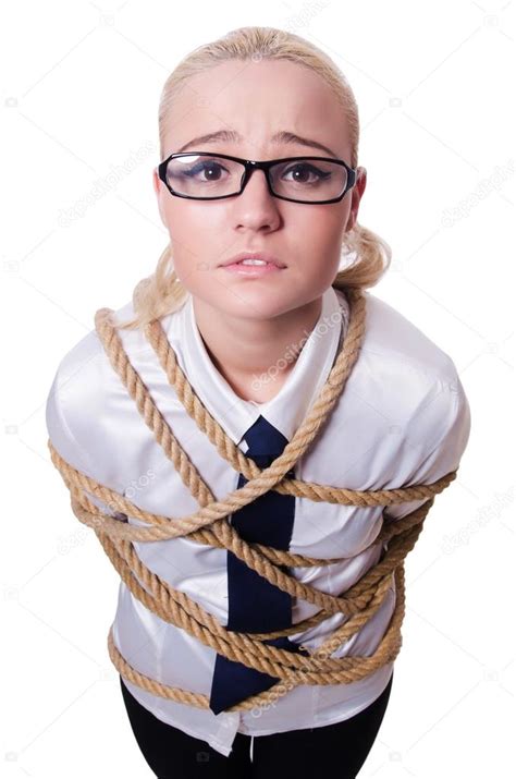 Businesswoman Tied Up With Rope Stock Photo By Elnur