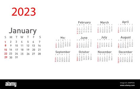 Calendario Para Ilustración De Vectores 2023 Imagen Vector De Stock Alamy