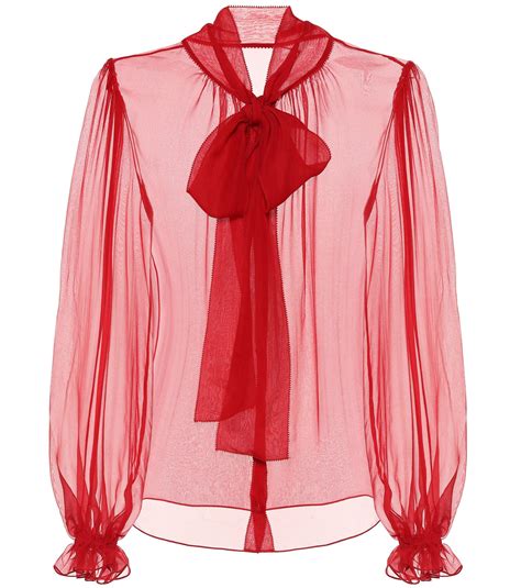 Dolce Gabbana Exclusive To Mytheresa Silk Chiffon Blouse In Red Lyst