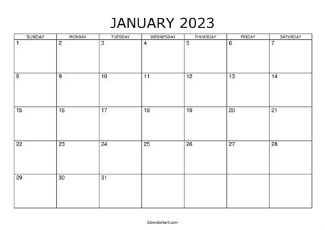 Free Printable January 2023 Calendar 6 Pages
