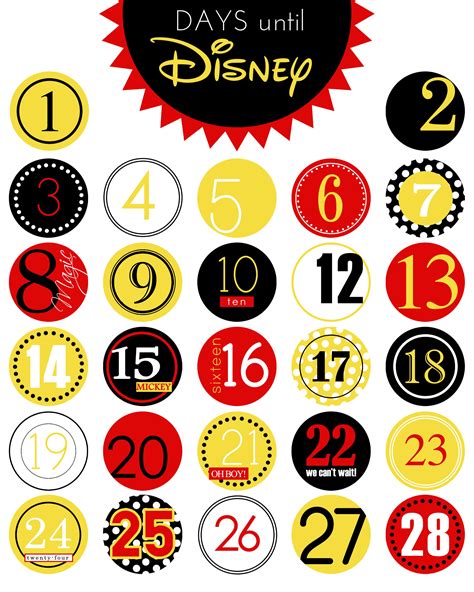 Printable Disney Countdown Calendar Printable Word Searches