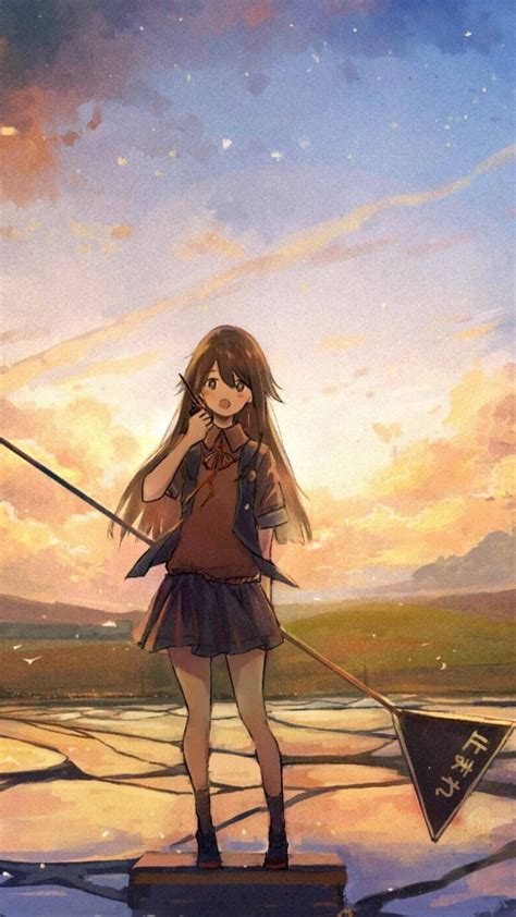 Download 720x1280 Wallpaper Original Anime Girl Sunset