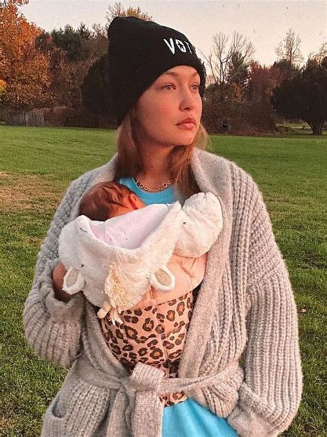 Gigi Hadids Baby Holds Her Finger In Latest Cute Glimpse At Daughter